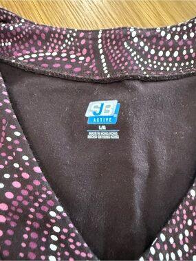SJB Active Brown & Pink Dot V-Neck Athletic Top